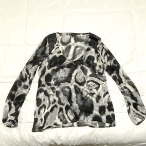 Guess animal print long sleeve top.